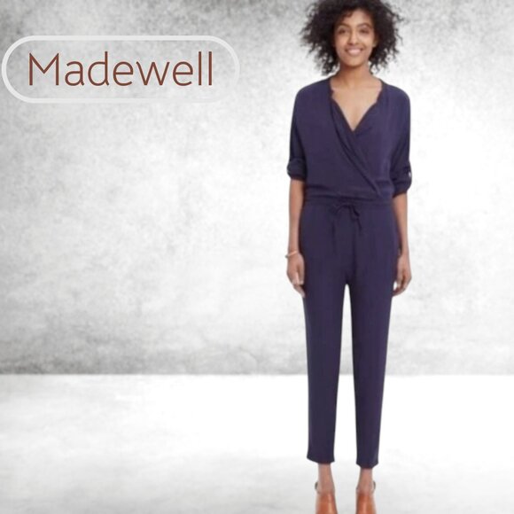 Madewell Novelist Navy Blue Drawstring Jumpsuit Large NWOT - Picture 12 of 12